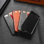 Wholesale iPhone 8 / 7 Striped Hand Strap Grip Holder PU Leather Case (Black)